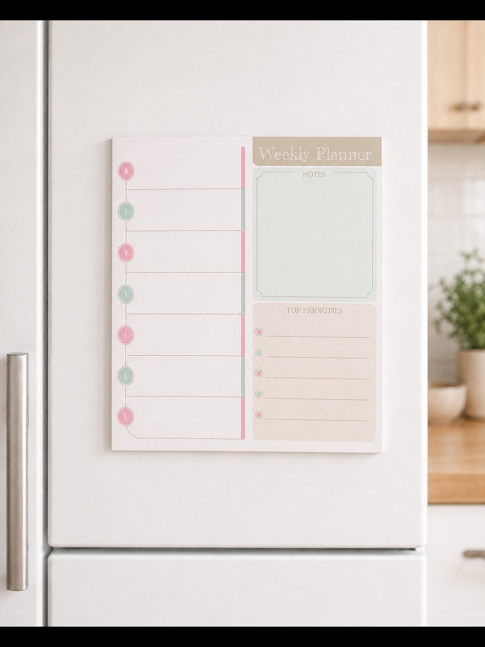 Minimalist Magnetic Weekly Planner Pad 8×8 in Pastel Organizer – 50 Sheets + Pen - Picture 2 of 3